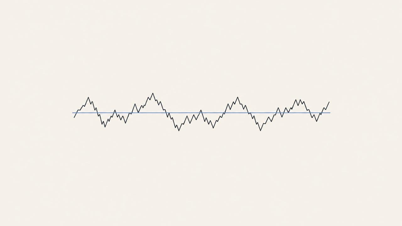 Small, rapid price movements oscillating tightly around a horizontal intraday reference line